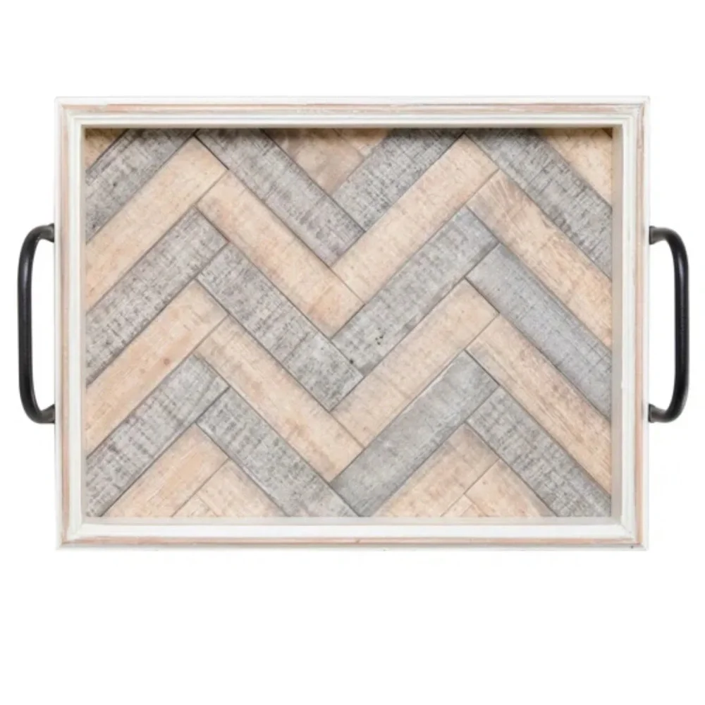 Patrina Wavy Wood Tray, 19-Inch